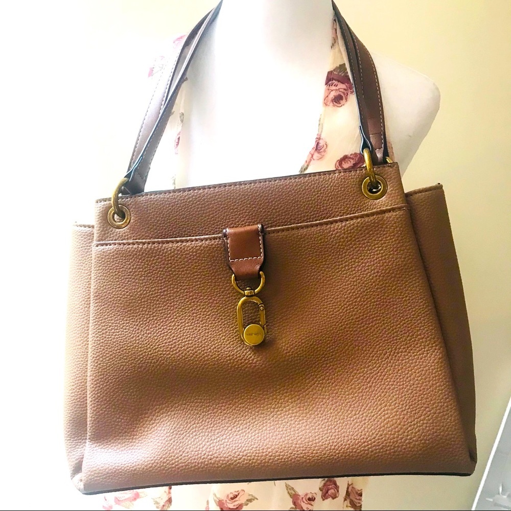 Nine West vegan leather brown handbag NWOT